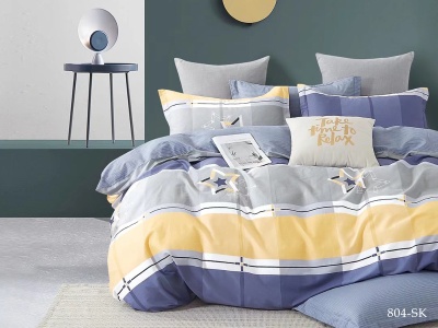 КПБ Cleo сатин набивной "Satin de Luxe" двуспальный 180*210*1 230*240*1(±5) 50*70*2(±2) (22/804-SK, Полоска, Мультиколор)