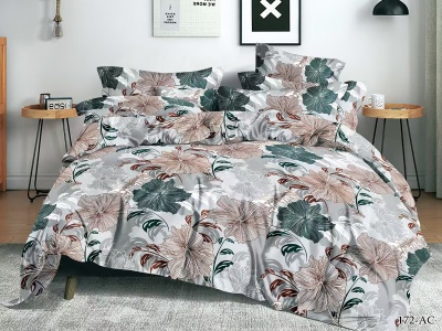 Ткань ПОЛИСАТИН 90 ± 5 гр/м2 (172-AC(A), Растения, Мультиколор)