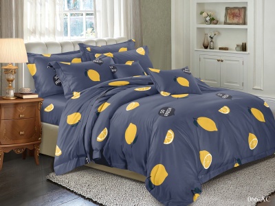 КПБ Cleo полисатин "Art Color" полуторный 145*215*1 150*220*1(±5) 70*70*2(±2) (15/066-AC, Оригинальное, Синий)