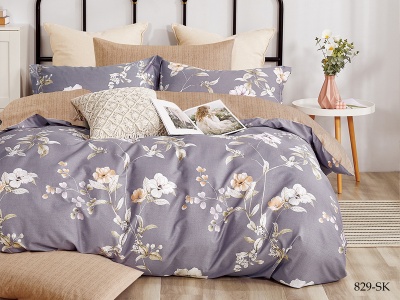 КПБ Cleo сатин набивной "Satin de Luxe" двуспальный 180*210*1 230*240*1(±5) 50*70*2(±2) (22/829-SK, Растения, Мультиколор)