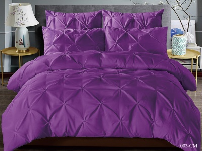 КПБ Cleo микросатин "Casa Mare" полуторный 150*215*1 150*200*25(±5) 50*70*2(±2) в коробке  (15/013-CM, Однотонное, Фиолетовый)