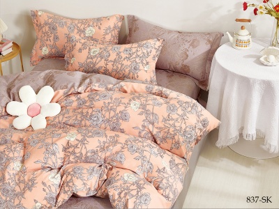 КПБ Cleo сатин набивной "Satin de Luxe" полуторный 150*210*1 160*230*1(±5) 50*70*2(±2) (16/837-SK, Цветы, Мультиколор)