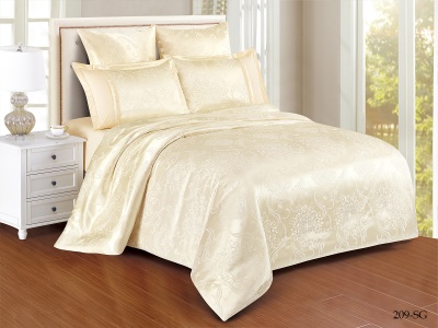 КПБ Cleo "Satin Jacquard" двуспальный 180*215*1 220*240*1(±5) 50*70+5*2(±2) 70*70*2(±2) (21/209-SG, Узоры, Желтый)