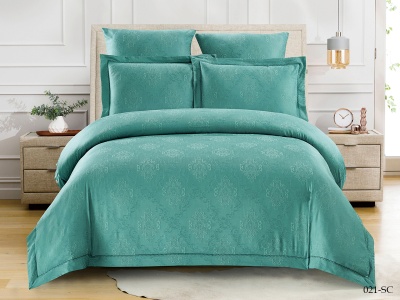 КПБ Cleo "Soft Cotton" двуспальный 180*215+6,5*1 230*250*1 50*70+6,5*2(±2) 70*70*2(±2) (21/021-SC, Узоры, Зеленый)