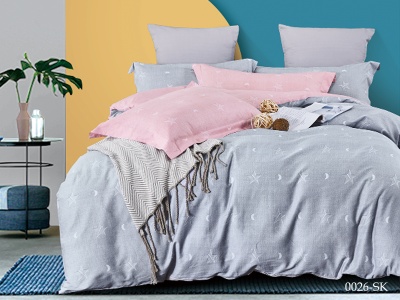 КПБ Cleo сатин набивной "Satin de Luxe" дуэт 150*210*2 230*250*1(±5) 50*70+5*2 70*70*2(±2) (41/0026-SK, Геометрия, Серый)