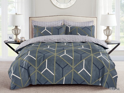 КПБ Cleo сатин набивной "Satin Lux" полуторный 145*215*1 150*220*1(±5) 70*70*2(±2) (CL15/735-SL, Геометрия, Мультиколор)