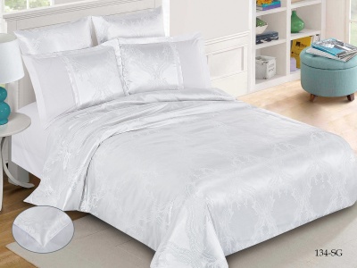 КПБ Cleo "Satin Jacquard" дуэт 150*215*2 230*250*1(±5) 50*70*2+5см(±2) 70*70*2(±2) (41/134-SG, Узоры, Белый)