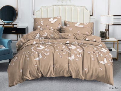 КПБ Cleo полисатин "Art Color" полуторный 145*215*1 150*220*1(±5) 70*70*2(±2) (15/284-AC, Оригинальное, Бежевый)