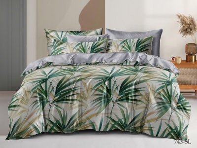 Ткань сатин набивной b-220 "Satin lux" 115 ± 5 гр/м2 (743-sl(A), Растения, Зеленый)