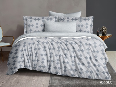 Ткань сатин набивной "Satin Digital" 120 ± 5 гр/м2 (005-SLC(B), Клетка, Серый)