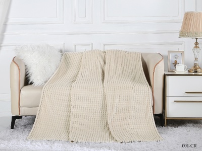 Плед Cleo "Carre"  велсофт полуторный 150*200 (150/001-CR, Клетка, Кремовый) Плед Cleo "Carre"  велсофт полуторный 150*200 (150/001-CR, Клетка, Кремовый)