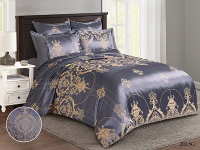 КПБ Cleo "Satin Jacquard" евро 200*220*1 230*250*1(±5) 50*70+5*2(±2) 70*70*2(±2)  (31/202-SG, Узоры, Фиолетовый)