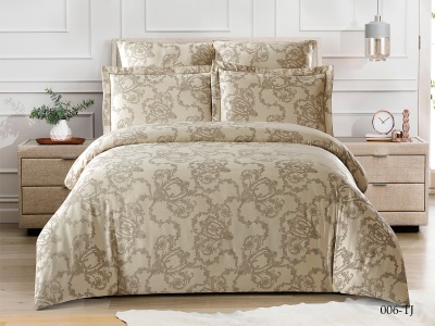 КПБ Cleo "Tencel Jacquard" двуспальный 180*210 230*250*1(±5) 50*70+5*2(±2) 70*70*2(±2) (21/006-TJ, Узоры, Бежевый)