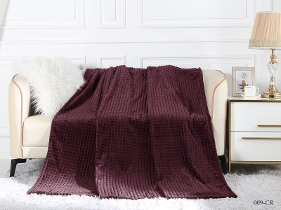 Плед Cleo "Carre"  велсофт полуторный 150*200 (150/009-CR, Клетка, Бордовый)