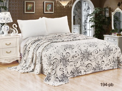 Плед Cleo "Bamboo" двуспальный 180*200 микрофибра 100% (180/194-pb, Узоры, Молочный)