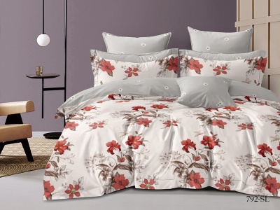 КПБ Cleo сатин набивной "Satin Lux" евро 200*220*1 220*240*1(±5) 50*70*2(±2) 70*70*2(±2) (CL31/792-SL, Цветы, Мультиколор)