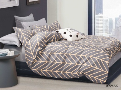 КПБ Cleo сатин набивной "Satin de Luxe" полуторный 150*210*1 160*230*1(±5) 50*70*2(±2) (16/0099-SK, Оригинальное, Серый)