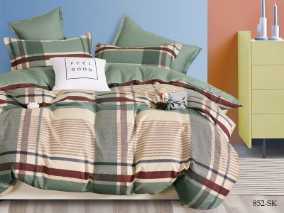 Ткань сатин набивной "Satin de' lux" 120 ± 5 гр/м2 (852-sk(A), Клетка, Мультиколор)