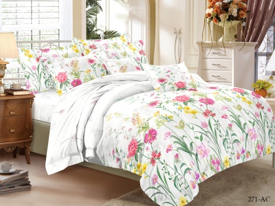 КПБ Cleo полисатин "Art Color" евро 200*220*1 220*240*1(±5) 50*70*2(±2) 70*70*2(±2) (31/271-AC, Цветы, Мультиколор)