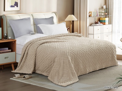 Плед Cleo "Gammi" велсофт двуспальный 180*200 (180/016-GAM, Орнамент, Бежевый)