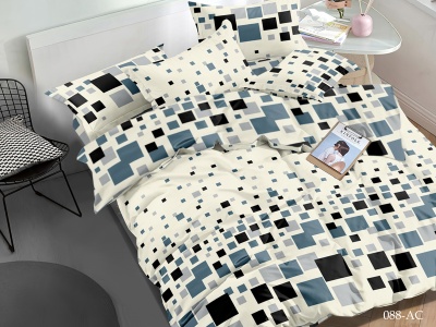 КПБ Cleo полисатин "Art Color" полуторный 145*215*1 150*220*1(±5) 70*70*2(±2) (15/088-AC, Геометрия, Мультиколор)