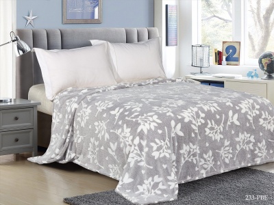 Плед CL HOME "BAMBOO"  полуторный 150*200 микрофибра 100% в атласной ленте (150/233-pbe/LA, Ветви, Серый)