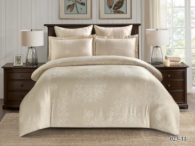 КПБ Cleo "Tencel Jacquard" двуспальный 180*210 230*250*1(±5) 50*70+5*2(±2) 70*70*2(±2) (21/023-TJ, Узоры, Бежевый)