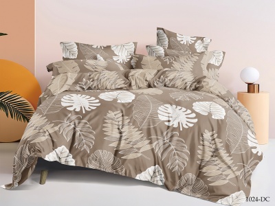 Ткань ПОЛИСАТИН 80 ± 5 гр/м2 (1024-DC(A), Листья, Коричневый)