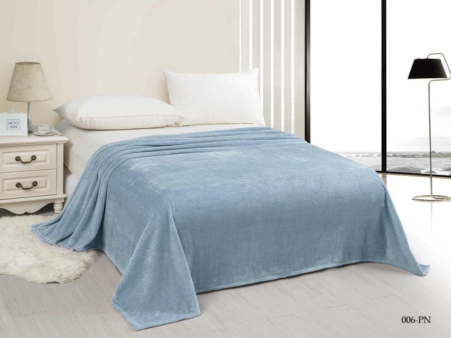 Плед Cleo  "Pinoli" велсофт двуспальный 180*200 (180/006-PN, Оригинальное, Голубой)