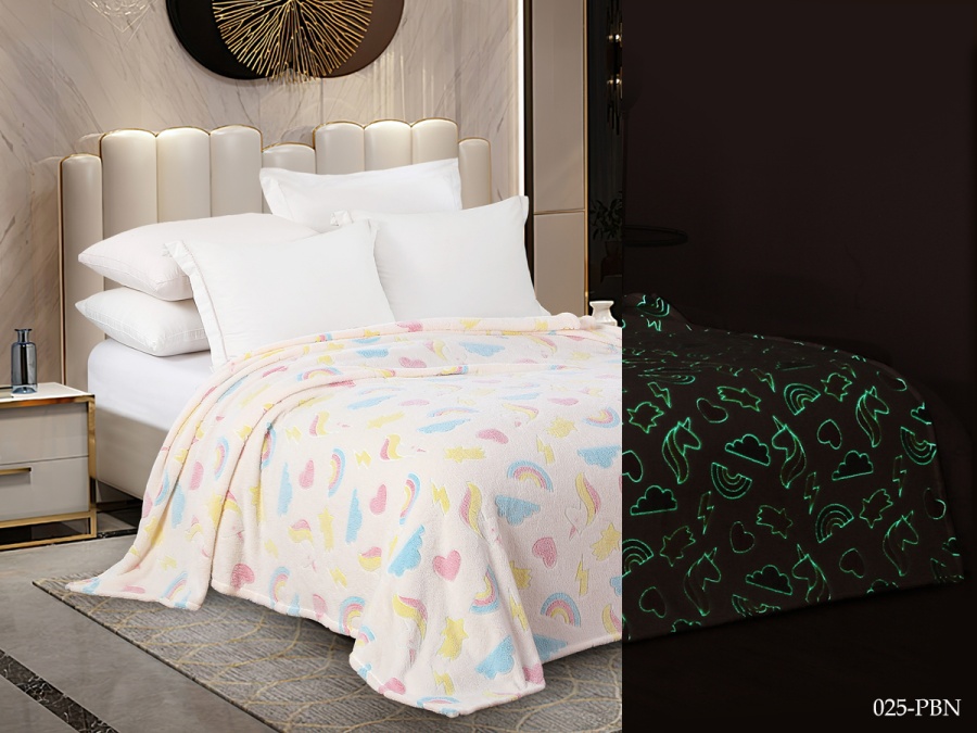 Плед Cleo «Bamboo Neon» велсофт полуторный 150*200 (150/025-PBN, Оригинальное, Молочный)