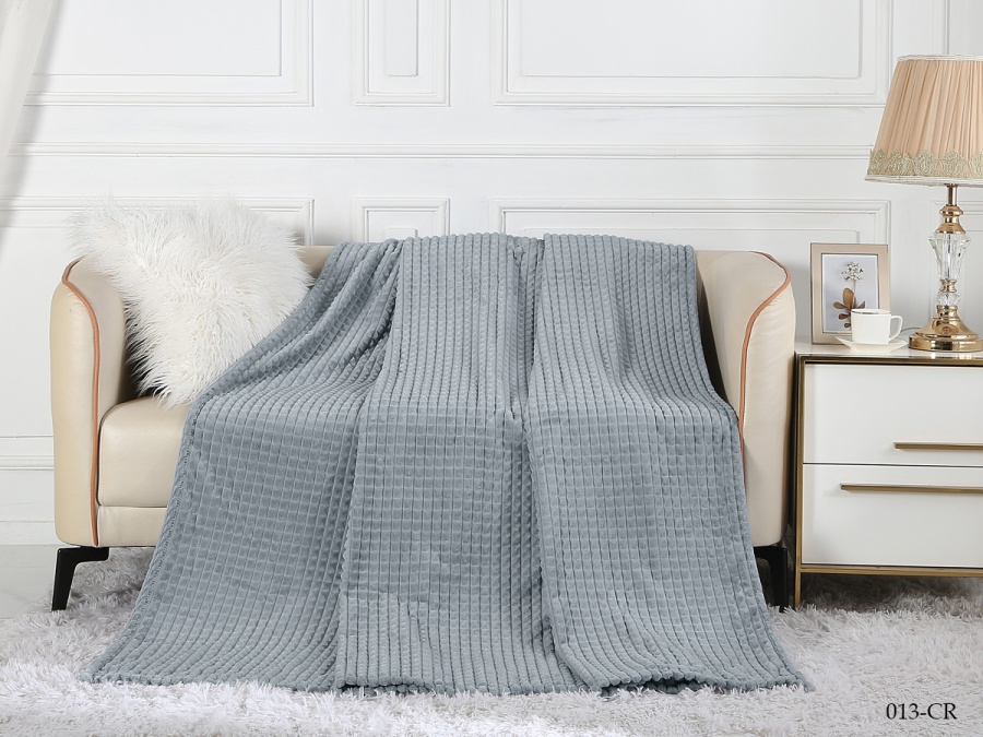 Плед Cleo "Carre"  велсофт полуторный 150*200 (150/013-CR, Клетка, Серый)