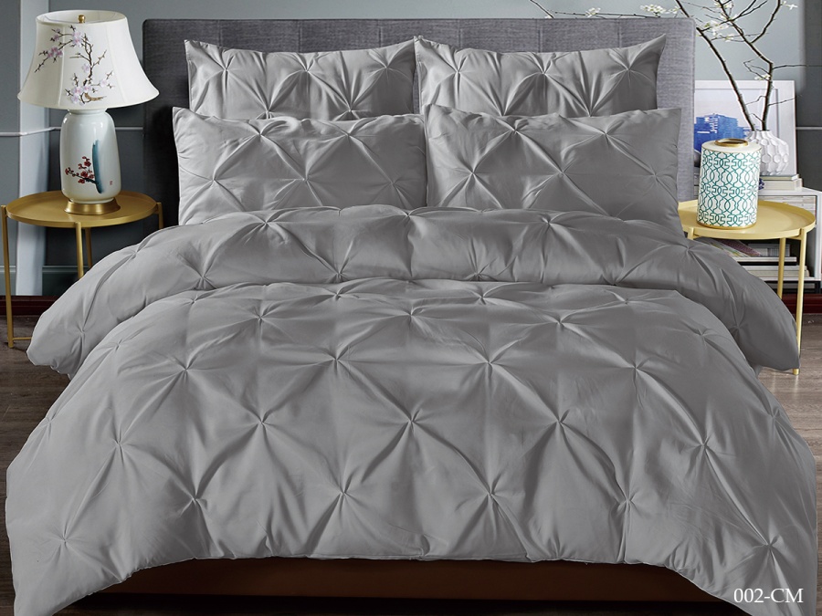 КПБ Cleo микросатин "Casa Mare" полуторный 150*215*1 150*200*25(±5) 50*70*2(±2) в коробке  (15/012-CM, Однотонное, Серый)