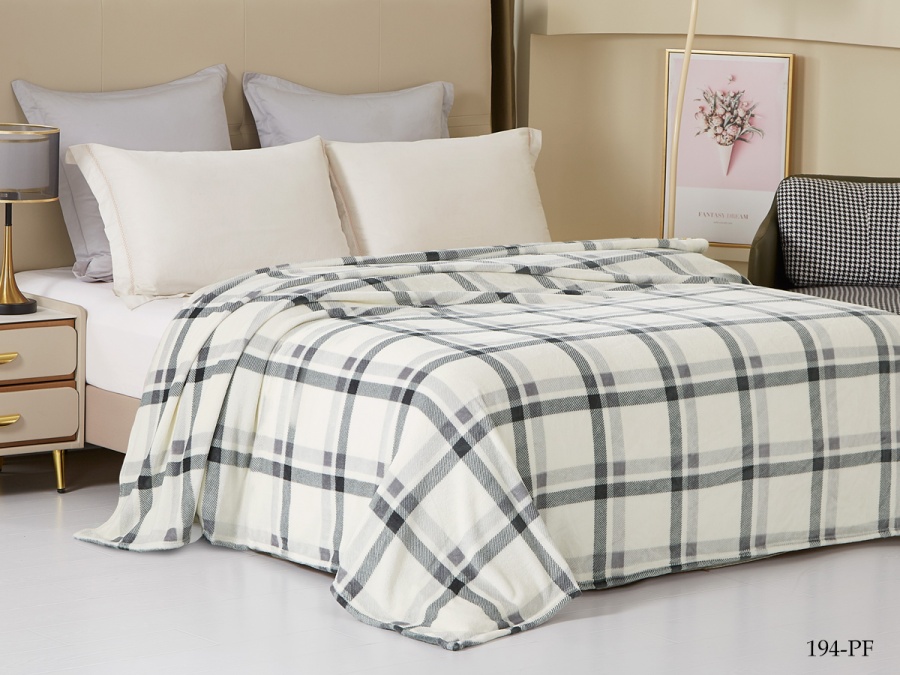 Плед Cleo "California" велсофт полуторный 150*200 (150/194-pf, Клетка, Молочный)