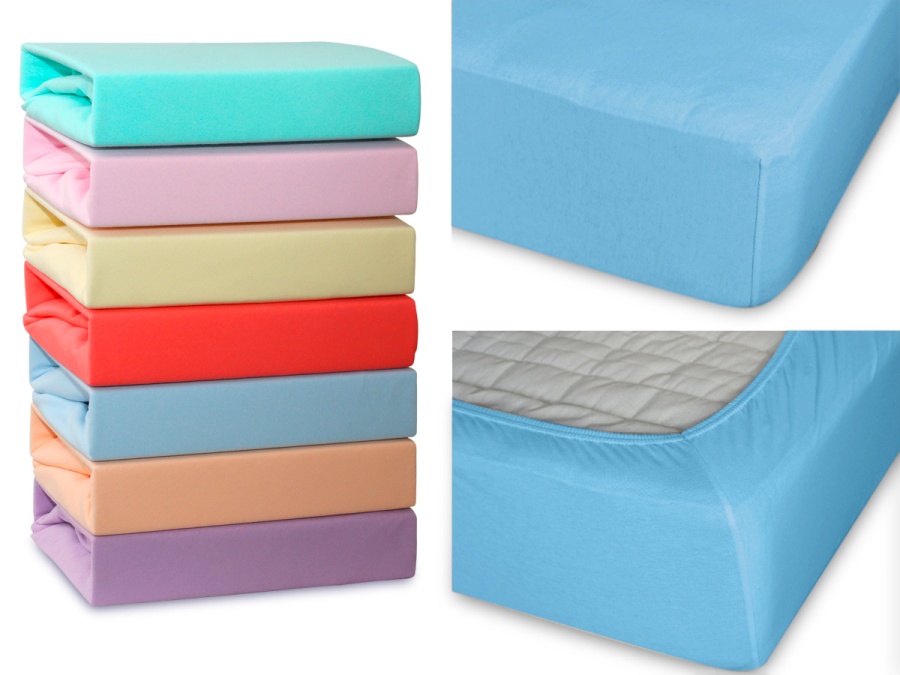 Простыня Cleo трикотажная на резинке 140*200*25 (14/006-TP, Однотонное, Голубой 02)