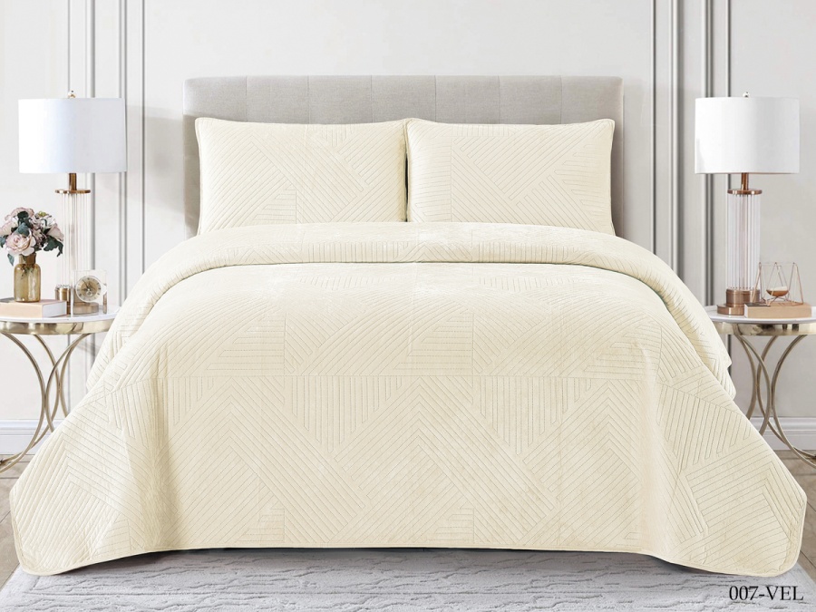 Покрывало Cleo "VELLUTO" 230*250 50*70*2 (230/007-VEL, Однотонное,Молочный)