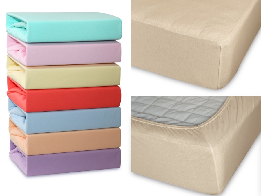 Простыня Cleo трикотажная на резинке 140*200*25 (14/001-TP, Однотонное, Бежевый 01)