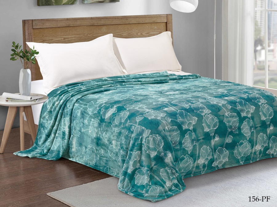 Плед Cleo "California" велсофт полуторный 150*200 (150/156-pf, Цветы, Зеленый)