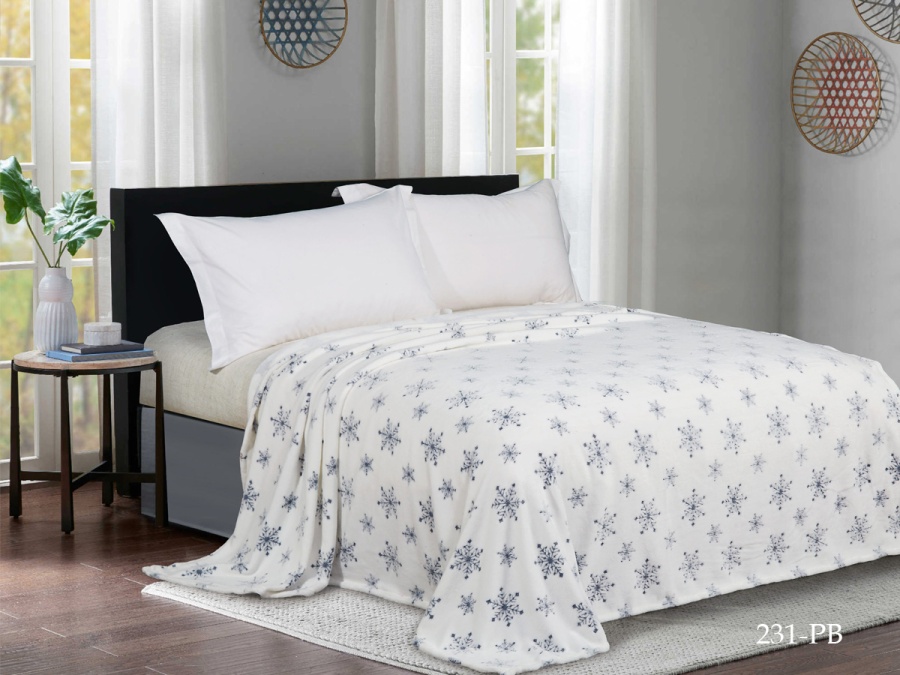 Плед Cleo "Bamboo" полуторный 150*200 микрофибра 100% (150/231-pb, Узоры, Белый)