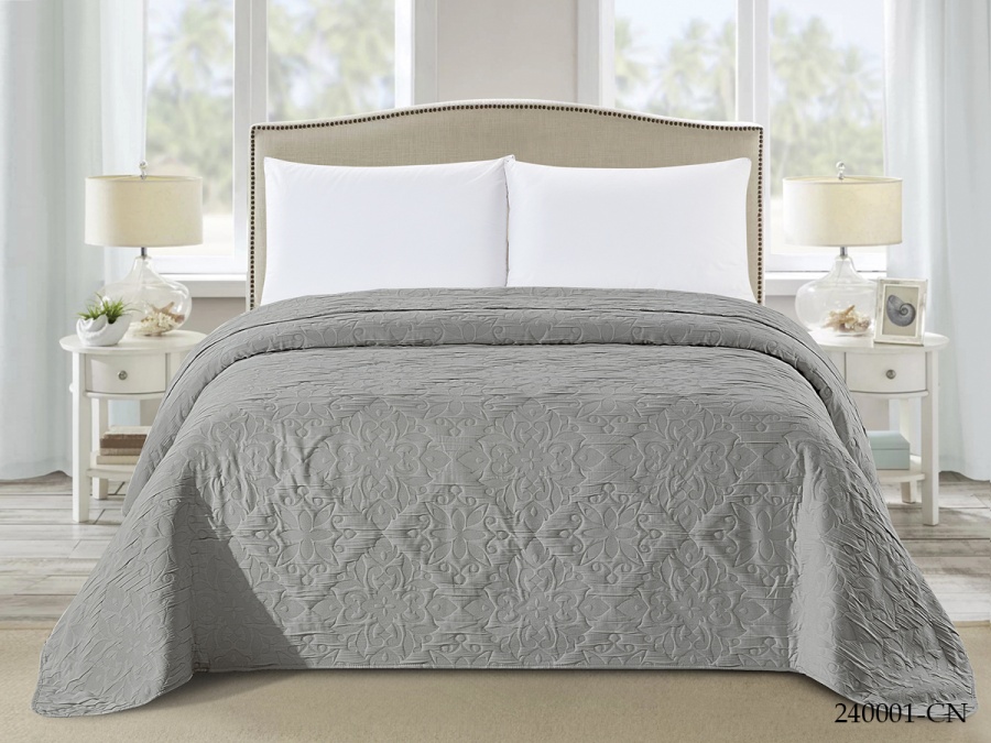 Покрывало Cleo "CAROLINE" 240*260 (240/001-CN, Однотонное, Серый)