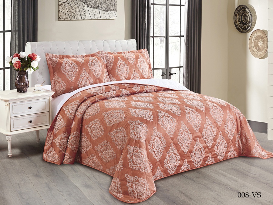 ST Покрывало Cleo "VERSAILLES" 240*260 50*70+5*2 (240/008-VS, Узоры, Светло- терракотовый)
