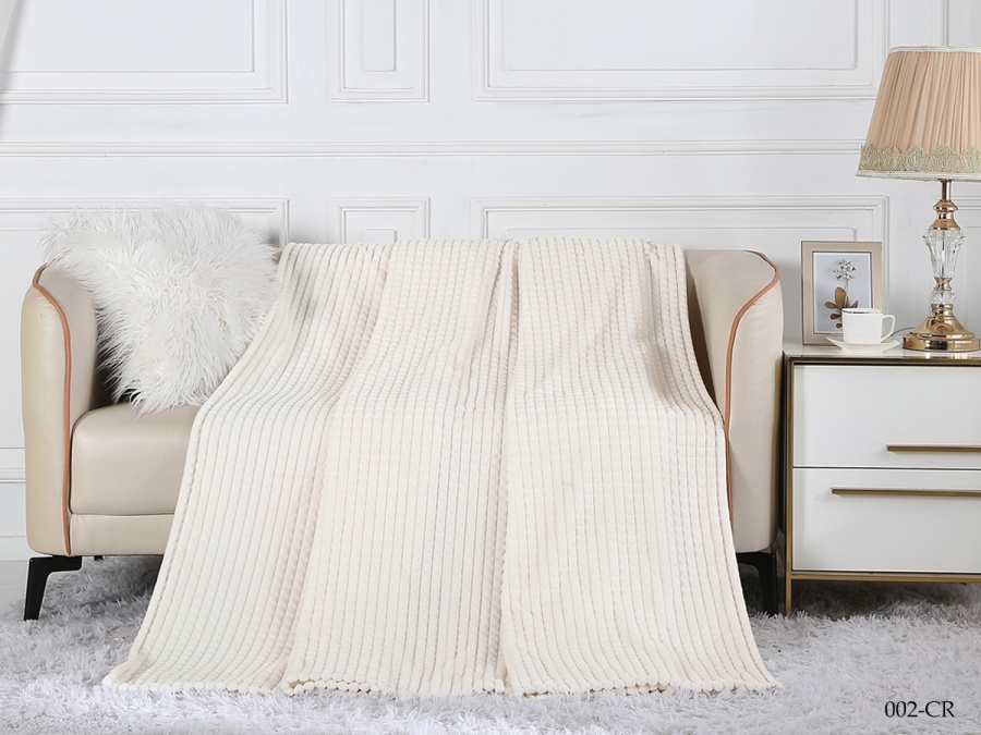 Плед Cleo "Carre"  велсофт полуторный 150*200 (150/002-CR, Клетка, Молочный)