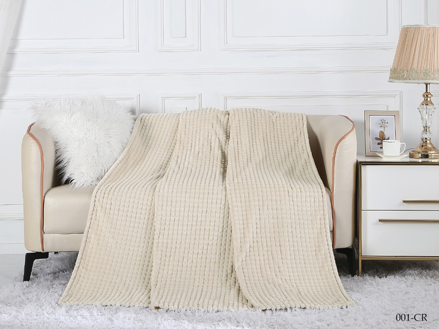 Плед Cleo "Carre"  велсофт полуторный 150*200 (150/001-CR, Клетка, Кремовый)