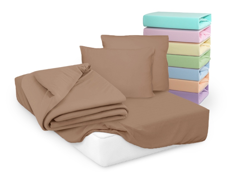 Простыня Cleo трикотажная на резинке 200*200*25 (20/16, Однотонный, Мокко) Простыня Cleo трикотажная на резинке 200*200*25 (20/16, Однотонный, Мокко)