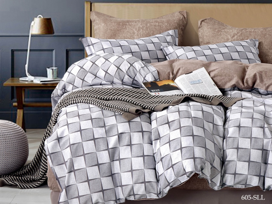 КПБ Cleo сатин набивной "Satin euro max" двуспальный 175*215*1 200*220*1(±5) 50*70*2(±2) (22/605-SLL, Геометрия, Мультиколор)