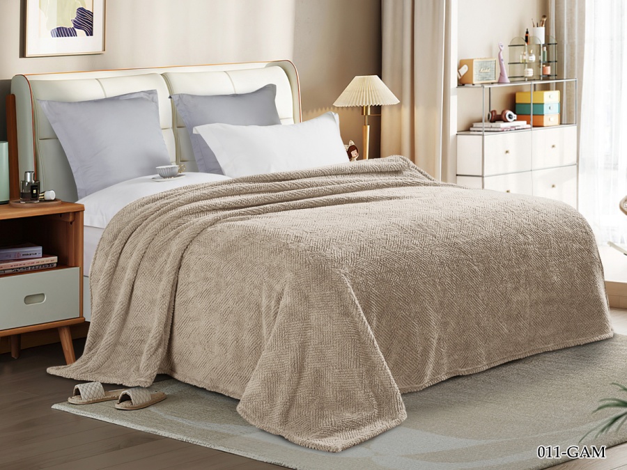 Плед Cleo "Gammi" велсофт двуспальный 180*200 (180/011-GAM, Оригинальное, Бежевый)