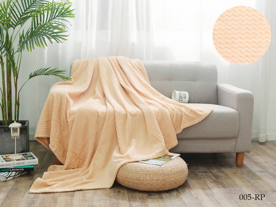 Плед Cleo "Royal plush" велсофт полуторный 150*200 (150/005-RP, Зиг-заг, Бежевый)