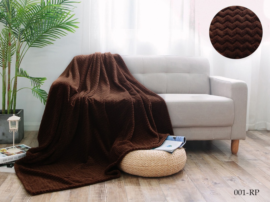 Плед Cleo "Royal plush" велсофт полуторный 150*200 (150/001-RP, Зигзаг, Коричневый)