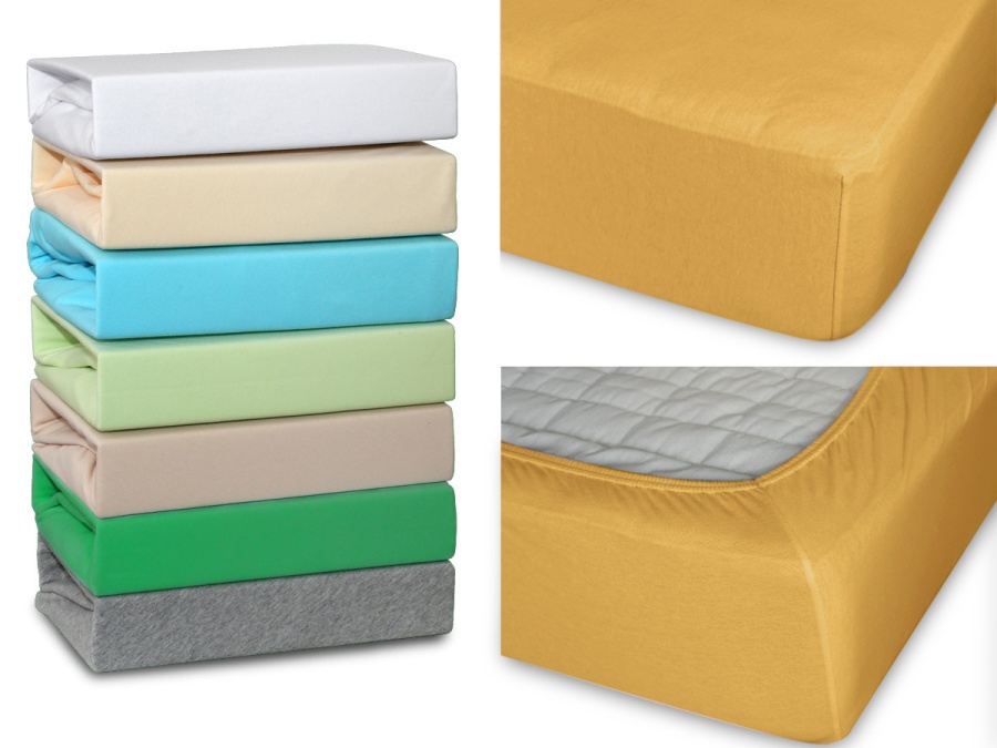 Простыня Cleo трикотажная на резинке 140*200*25 (14/009-TP, Однотонное, Горчица)