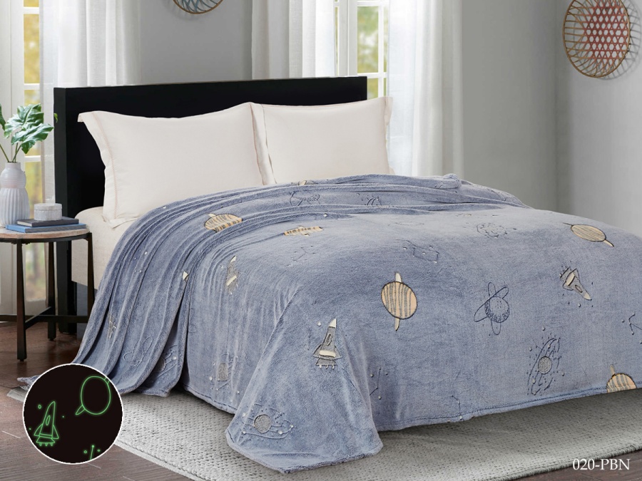 Плед Cleo «Bamboo Neon» велсофт полуторный 150*200 (150/020-PBN, Оригинальное, Серый)