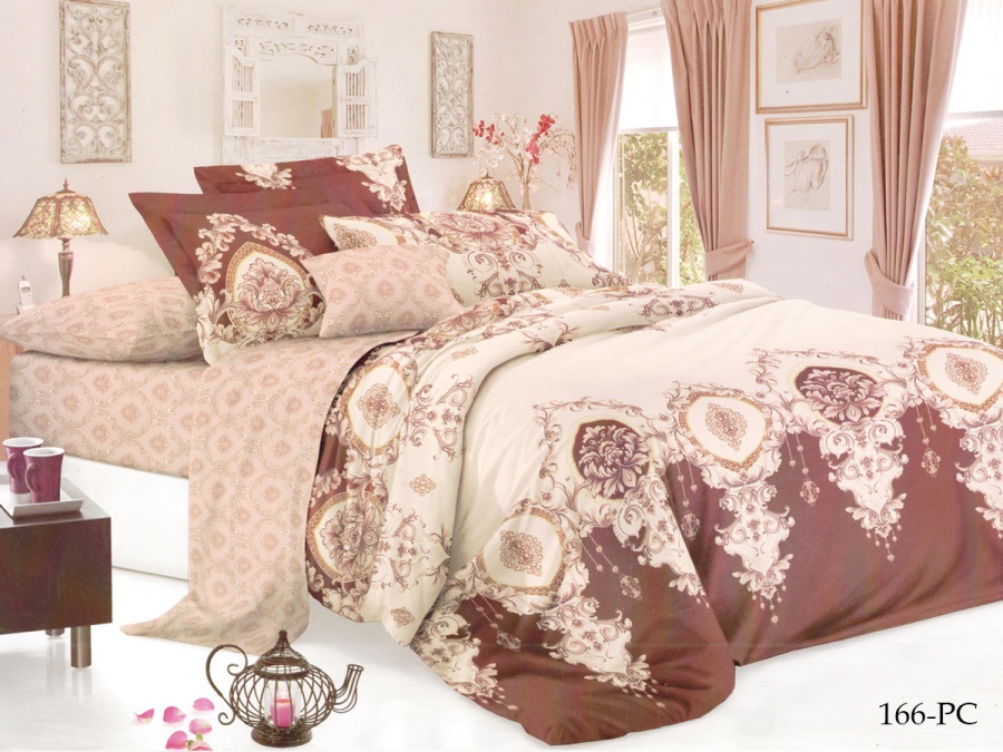 КПБ Cleo Поплин "Pure Cotton" евро 200*220*1 220*240*1(±5) 50*70*2(±2) 70*70*2(±2) в ПВХ (31/166-PC, Узоры, Бежевый)